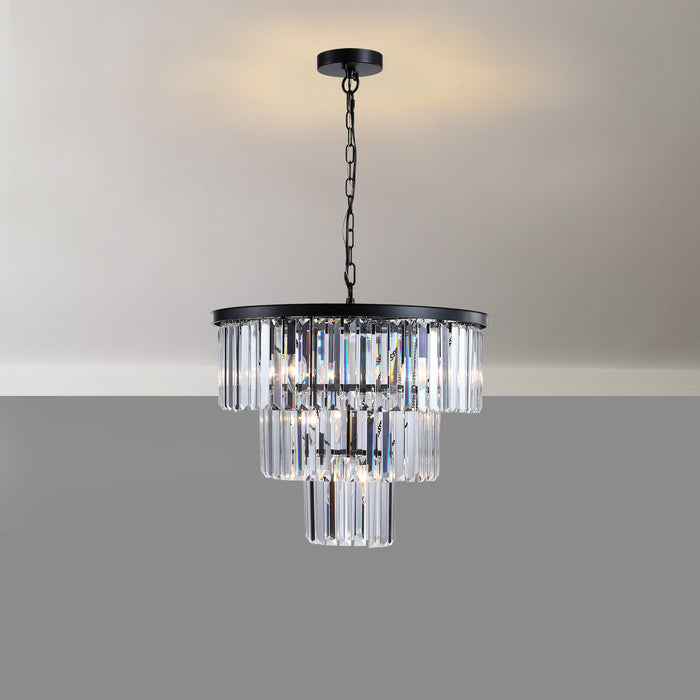 Black Luxury Crystal Chandelier, Modern Chandeliers Lights Fixture, Hanging Pendant Light For Dining, Bedroom, Living Room, Dia 19.7-Inch, Black