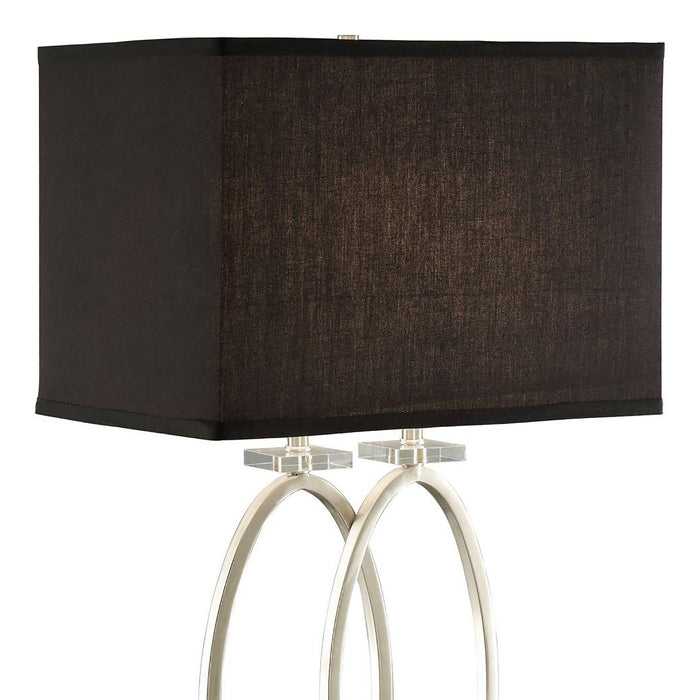 Brushed Nickel and Black Rectangular Shade Accent Lamp