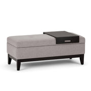 Oregon Cloud Gray Linen-Look Storage Ottoman Bench Glass House Furnishings