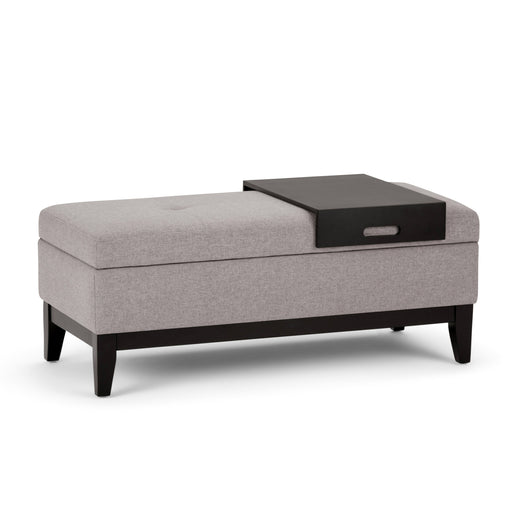 Oregon Cloud Gray Linen-Look Storage Ottoman Bench Glass House Furnishings