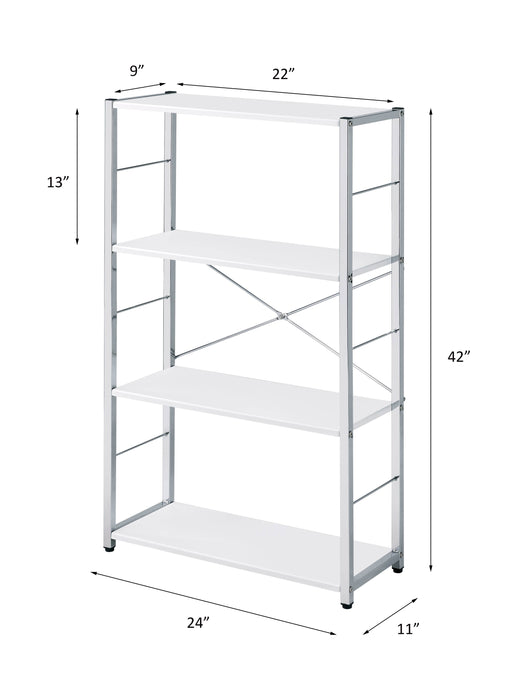 ACME Tennos Bookshelf, White & Chrome Finish 93192