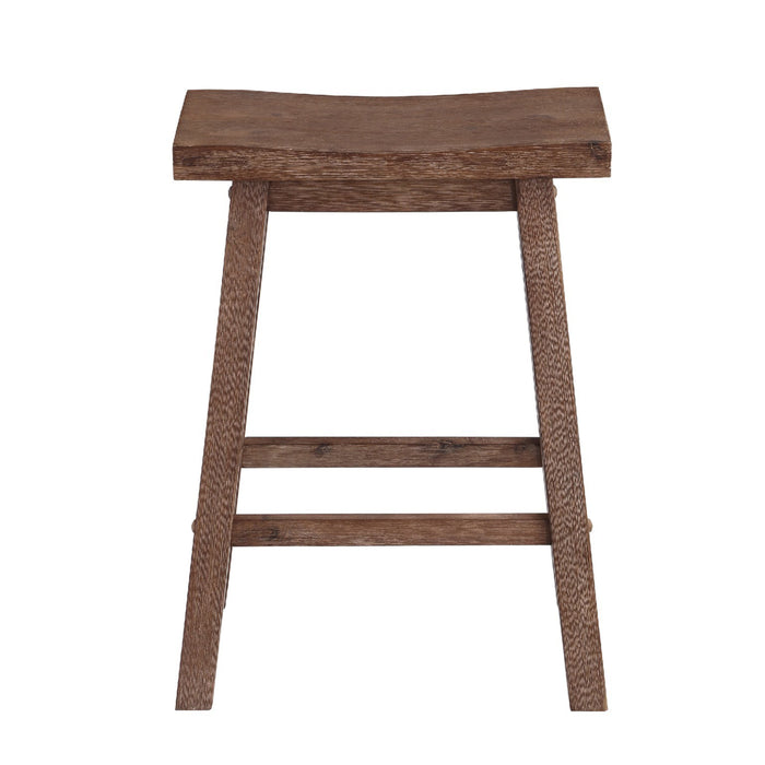 Wooden Frame Saddle Seat Counter Height Stool with Angled Legs, Brown