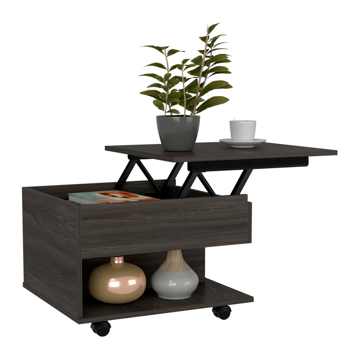 Luanda Lift Top Coffee Table, Casters, One Shelf -Espresso