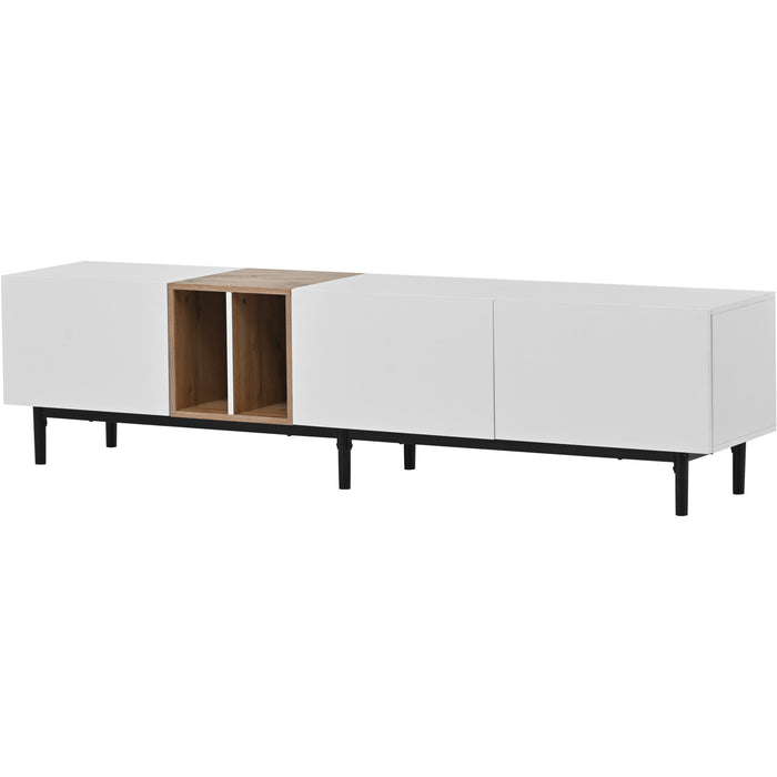 Modern TV Stand for 80'' TV with 3 Doors, Media Console Table, Entertainment Center with Large Storage Cabinet for Living Room, Bedroom