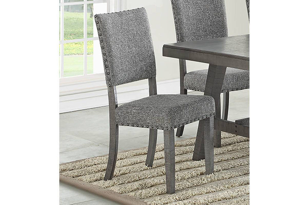 Modern Gray Fabric Upholstered Set of 2 Side Chairs Dining Room Saw Tooth Engraving