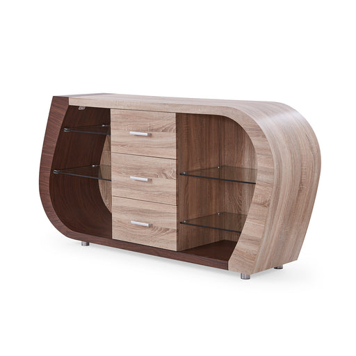 Contemporary TONY Buffet Table with Spacious Storage in Brown and Beige MDF Wood Glass House Furnishings