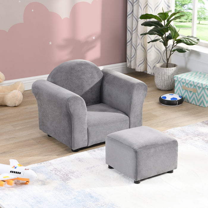 Kids  Chair, Kids Upholstered Couch with ottoman