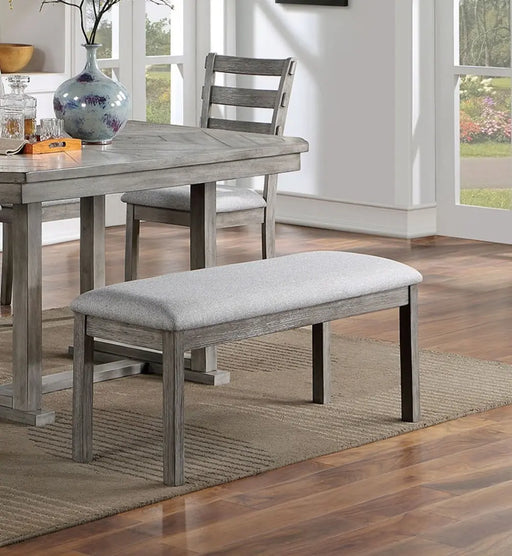 Orleans Gray Color Padded Dining Bench | Glass House Furnishings
