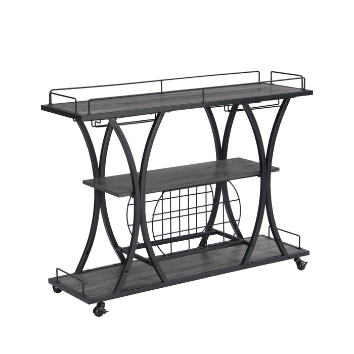 Industrial Bar Cart, Kitchen & Serving Cart with Wheels, 3-Tier Storage Shelves