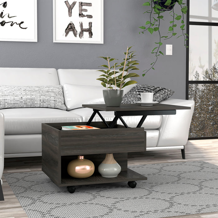 Luanda Lift Top Coffee Table, Casters, One Shelf -Espresso