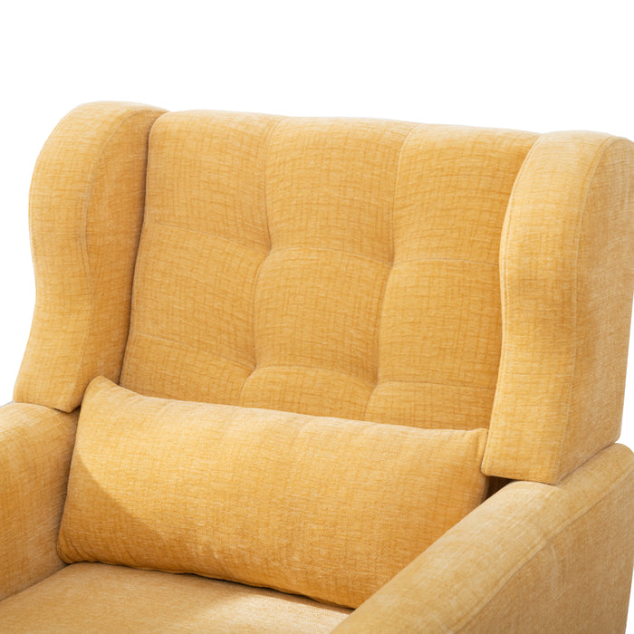 Modern Accent Foam-Filled Upholstery Chair with Comfy Reading & Lounge Armchair, Chenille Fabric - Mid Century Style for Living Room & Bedroom, Yellow