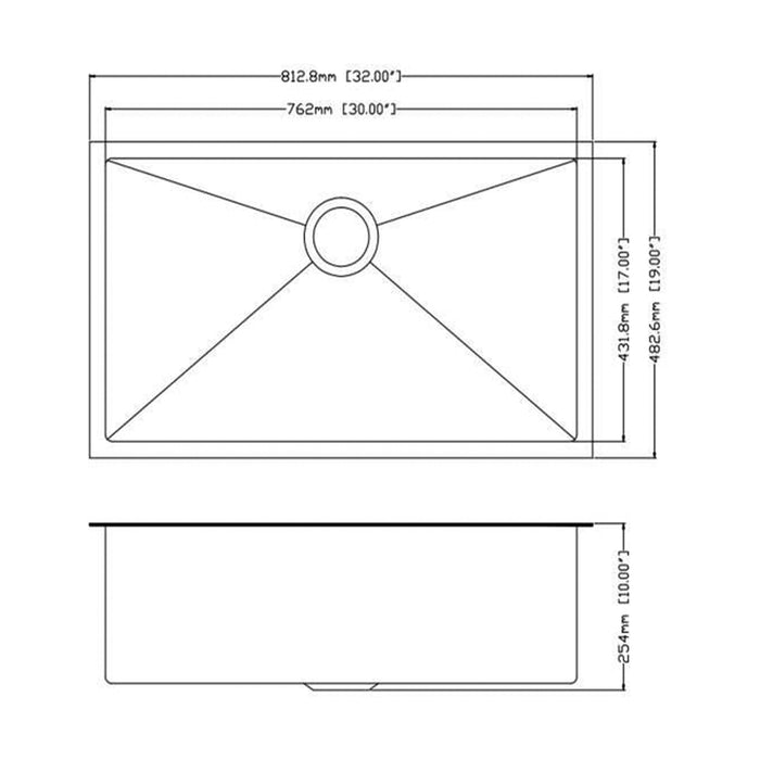 32x19 Inch Undermount Kitchen Sink, 16 Gauge Stainless Steel Single Bowl, Gunmetal Black Finish