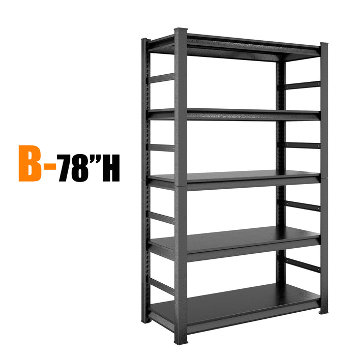 Storage Shelves 5 Tier Heavy Duty Metal Shelving Unit Adjustable Shelving Units and Storage Rack Kitchen Garage Shelf H78 * W47.2 * D18