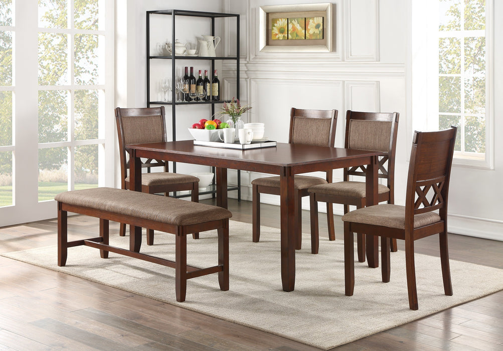 Espresso Color Dining Room Furniture Unique Modern 6pc Set Dining Table 4x Side Chairs and A Bench Solid wood Rubberwood and veneers