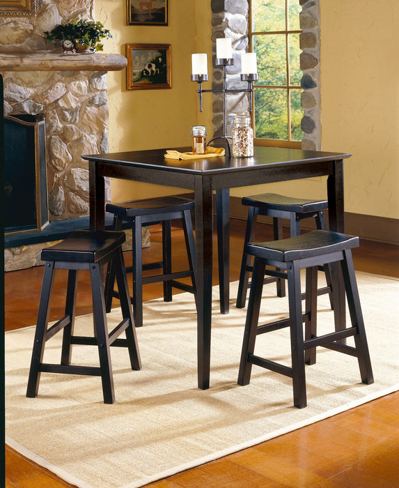 Set of 2 Black Finish 18-Inch Height Saddle Seat Solid Wood Stools