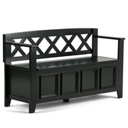 Amherst Black Solid Wood Entryway Storage Bench Glass House Furnishings