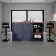 Red Rock Kitchen Island with 2 Doors and Open Storage, Glass House Furnishings