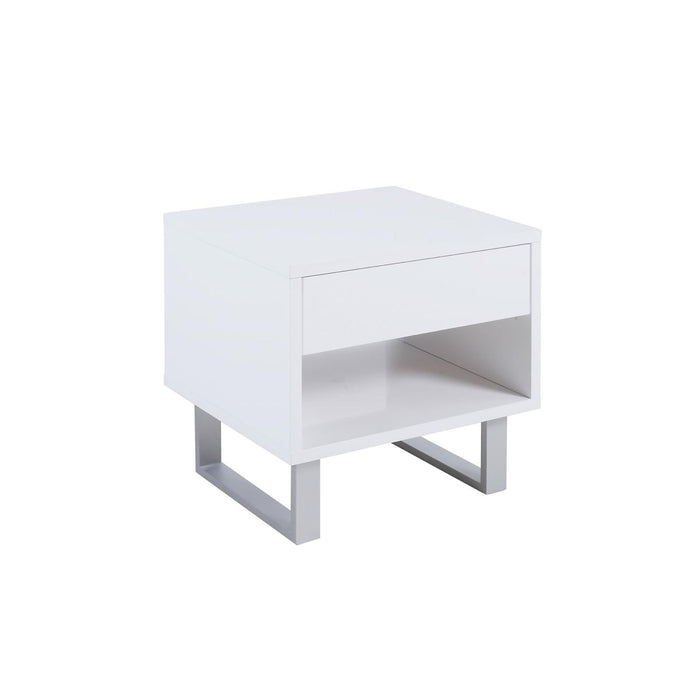 High Glossy White 1-Drawer End Table