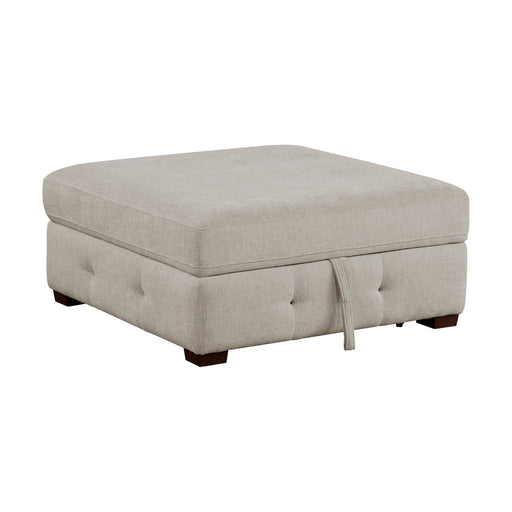 Haven Taupe Tufted Chenille Storage Ottoman Glass House Furnishings