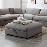 Rivas Graphite Gray Feather-Fill Upholstered Ottoman Glass House Furnishings