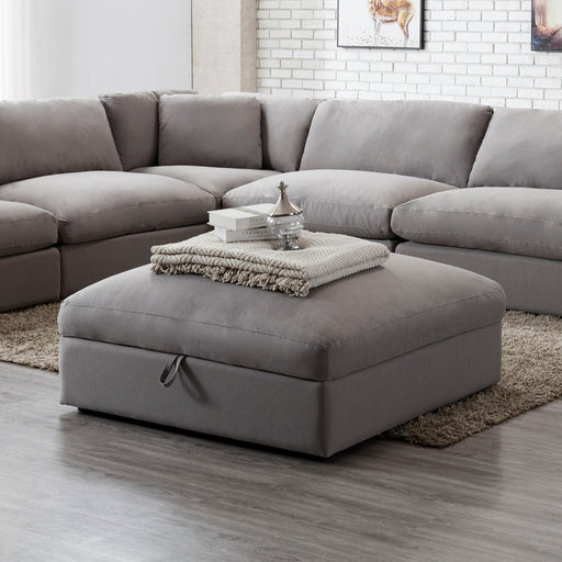 Rivas Graphite Gray Feather-Fill Upholstered Ottoman Glass House Furnishings