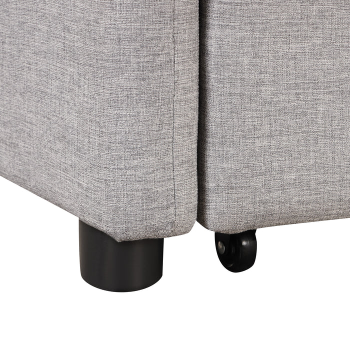 pull out sofa sleeper 3 in 1 with 2 wing table and usb charge for nap line fabric for living room recreation room grey