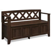 Amherst Aged Brown Solid Wood Entryway Storage Bench Glass House Furnishings
