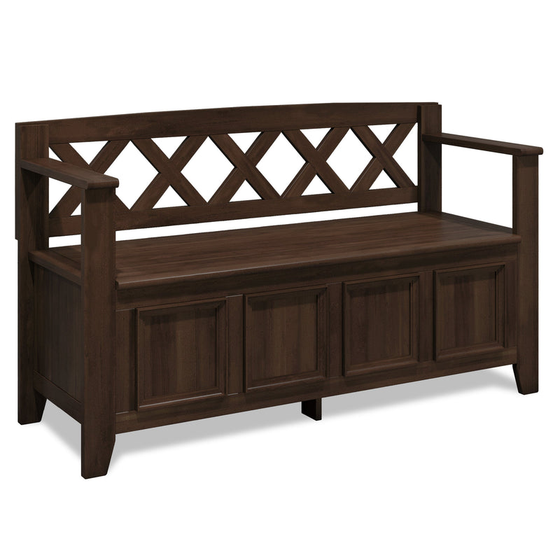 Amherst Aged Brown Solid Wood Entryway Storage Bench Glass House Furnishings