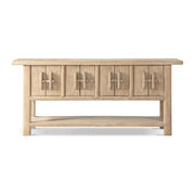 Rowan Solid Reclaimed Pine Sideboard with Lower Shelf Heritage Light Natural Brown, 78.5' Wide Storage Cabinet Glass House Furnishings