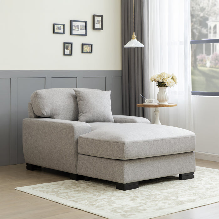 Modern Mid-Century Indoor Oversized Chaise Lounger Comfort Sleeper Sofa with Pillow and Soild Wood Legs, Linen, Gray