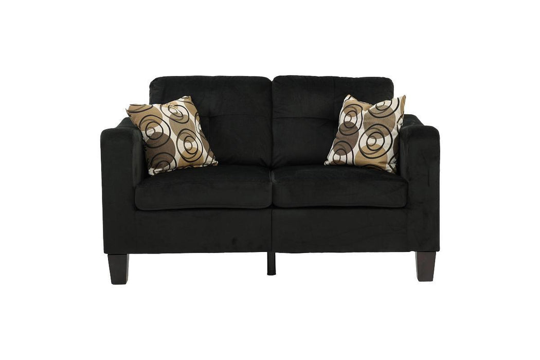 Living Room Furniture 2pc Sofa Set Black Polyfiber Sofa And Loveseat w pillows Cushion Couch