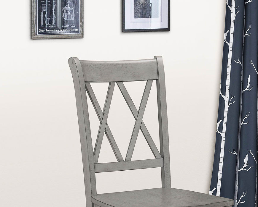 Casual Gray Finish Side Chairs Set of 2 Pine Veneer Transitional Double-X Back Design Dining Room Furniture