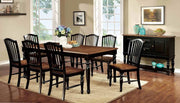 Elegant Country Style 9pc Dining Set Antique Oak Black Dining Table and 8x Side Chairs Dining Room Turned Leg Design Glass House Furnishings