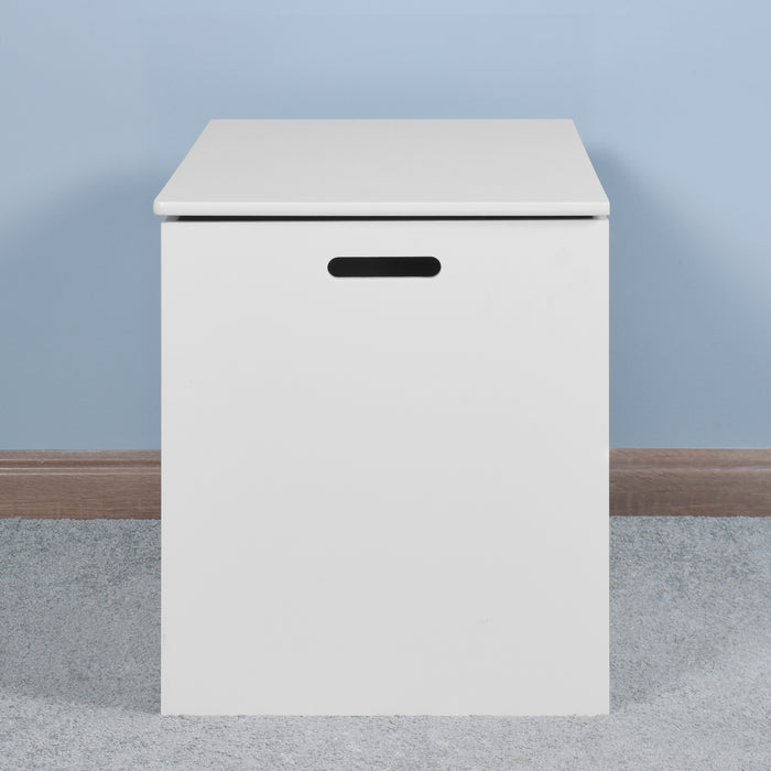 Lift Top Entryway Storage Cabinet with 2 Safety Hinge, Wooden Toy Box, White