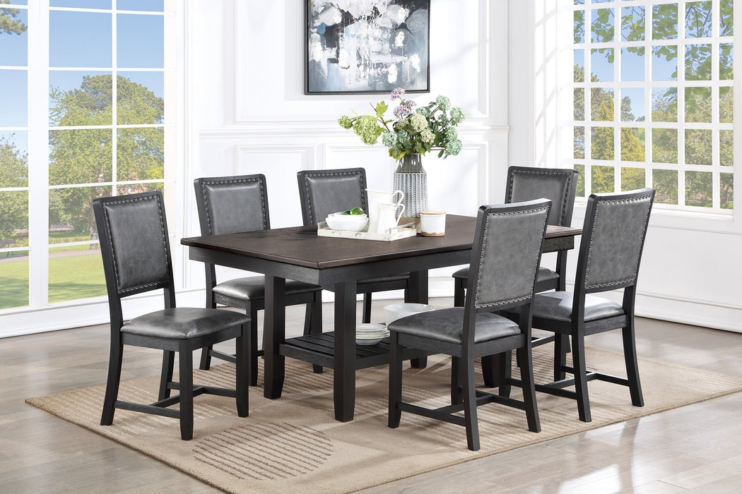 Dining Table with Dark Coffee Finish & Storage Shelf with Rubberwood Materials