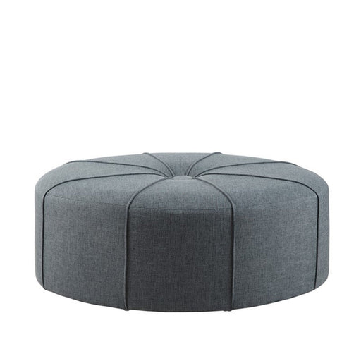 Haven Blue Oversized Polyester Cocktail Ottoman Glass House Furnishings