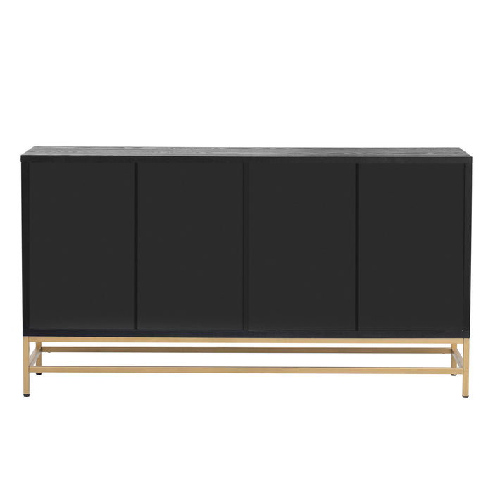 TREXM Retro Style Sideboard with Adjustable Shelves, Rectangular Metal Handles and Legs for  Kitchen, Living room, and Dining Room  (Black)