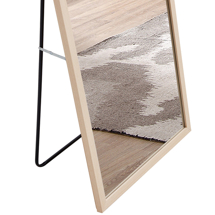 Third generation packaging upgrade, thickened border, light oak solid wood frame full length mirror, dressing mirror, bedroom entrance, decorative mirror, clothing store, mirror.65"*22.8"