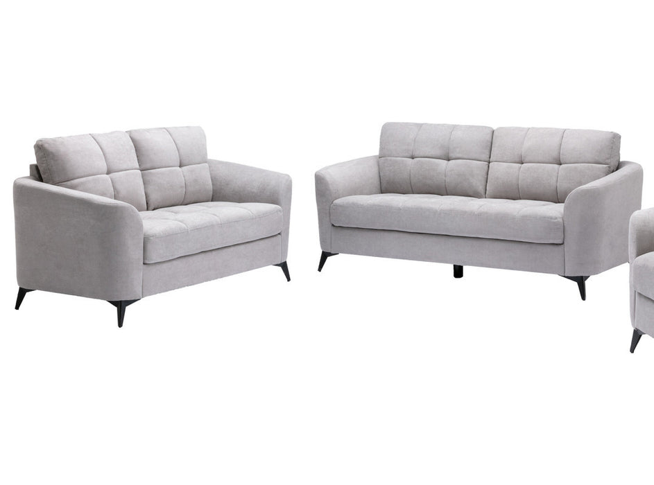 Callie Light Gray Velvet Fabric Sofa & Loveseat Living Room Set