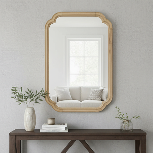 Monroe Natural Wood Rounded Wall Mirror | Glass House Furnishings