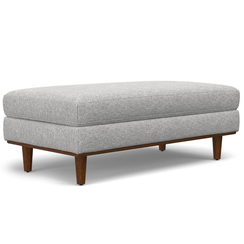 Morrison Mist Gray Woven Fabric Rectangular Ottoman Glass House Furnishings