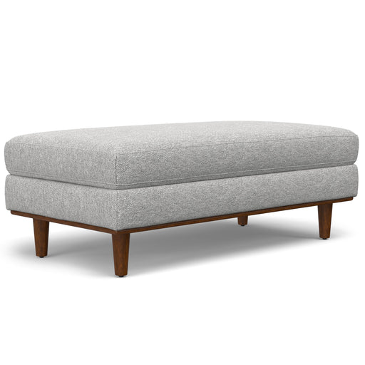 Morrison Mist Gray Woven Fabric Rectangular Ottoman Glass House Furnishings