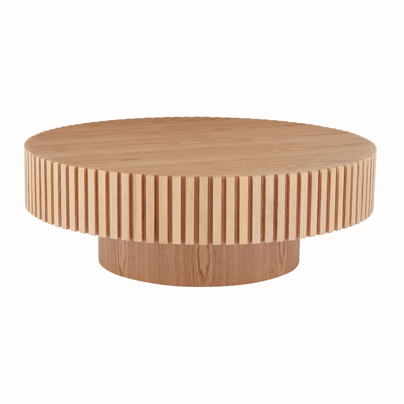 Natural Wood Coffee Table 39.37 MDF coffee table Modern Handcraft Drum Coffee Table  Circle Coffee Table for Living Room,ASH Glass House Furnishings