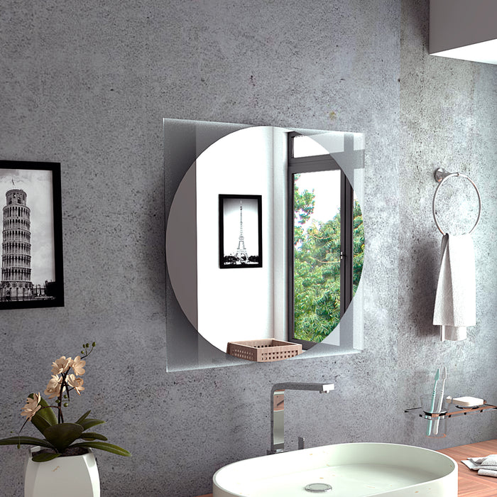 Salerno Mirror, Square Shape, Sandblasting Borders -Mirrored Glass