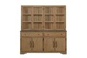 2 Piece Cabinet (Hutch and Buffet) - Cashew Glass House Furnishings