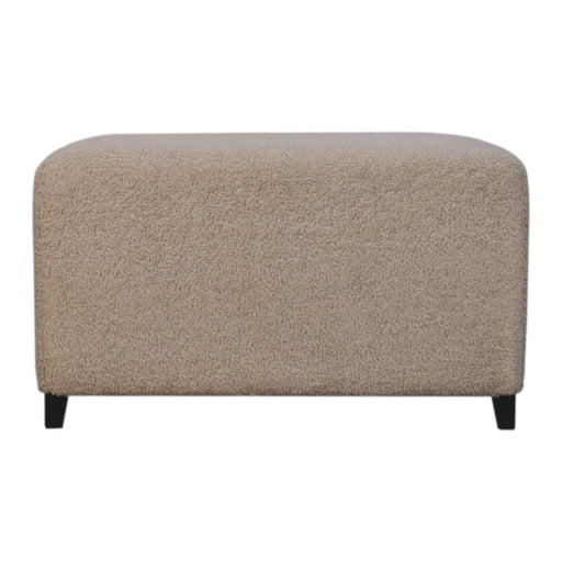 Bliss Cream Bouclé Ottoman with Solid Wood Frame Glass House Furnishings
