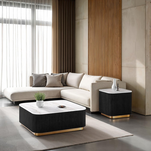 Delaney Square Cocktail Marble End Table | Glass House Furnishings