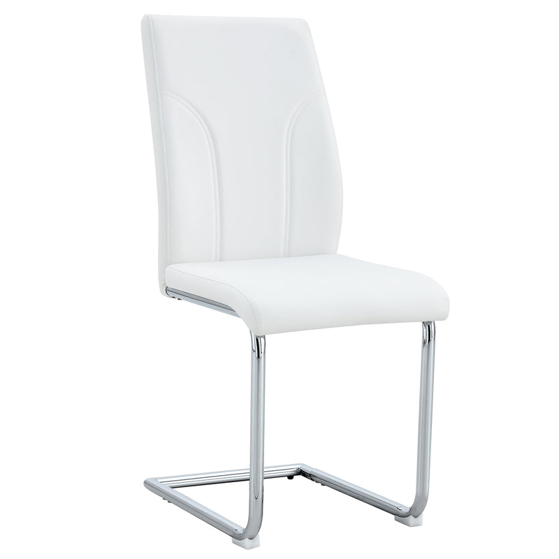 Modern Set of 6 White PU Dining Chairs with High Backrest and Sturdy Legs for Restaurants and Kitchens