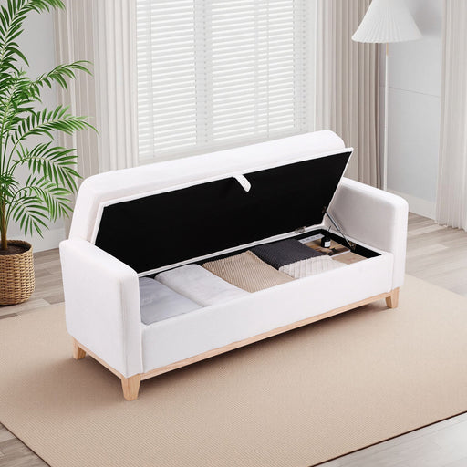 Sloane Beige Sherpa Bench | Glass House Furnishings
