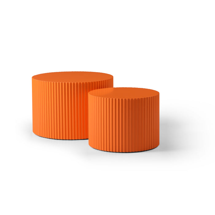 MDF Nesting Table Set of 2, Handcrafted Round Coffee Table for Living Room/Leisure Area - Orange